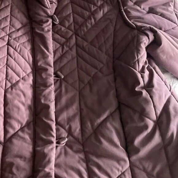 Vintage Saxton Hall Women’s Purple Quilted Warm Midi Jacket Puffy Coat Size M - Picture 4 of 16